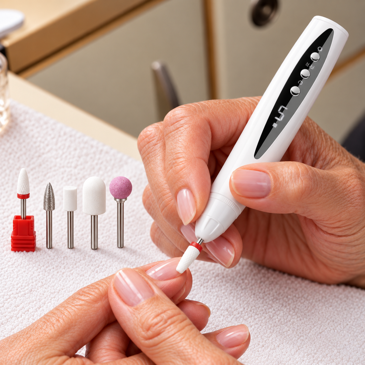 Elektrischer Nagelfeile-Set mit 4 Aufsätzen