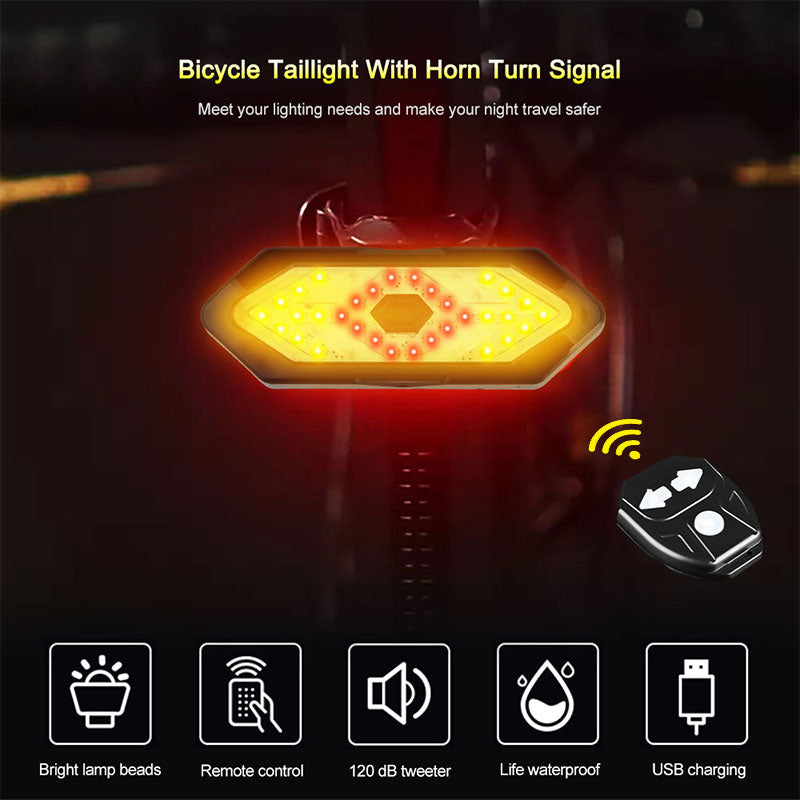 Bicycle rear light with remote control and turn signal