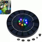 Solar fountain with LED lighting for pond