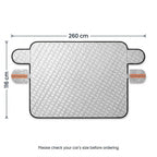 Winter windshield cover with mirror protection and door flaps, 260 x 116 cm