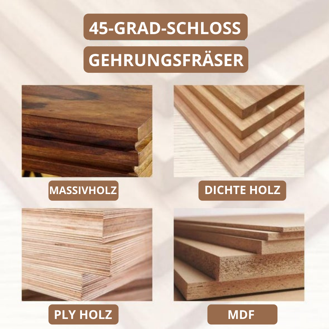 Gehrungsfräser 45-Grad für Holzverbindungen mit 8mm Schaft