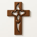 Holzkreuz Wanddeko mit Verschlungenen Herzen