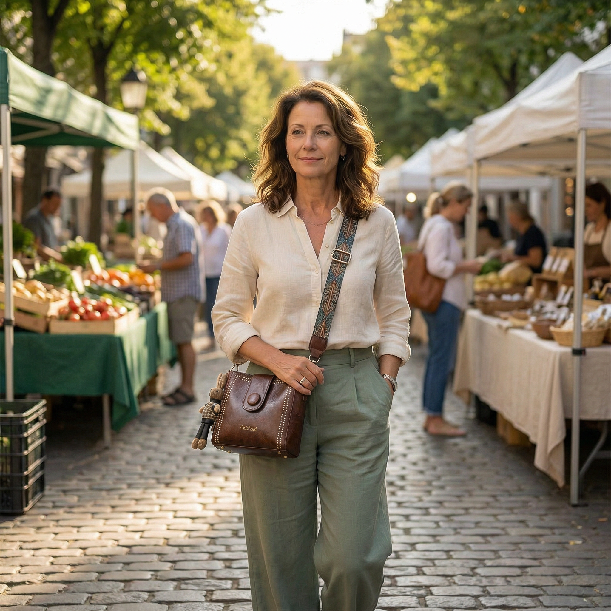 Vintage Crossbody-Beuteltasche mit gewebtem Kunsthandwerk-Träger