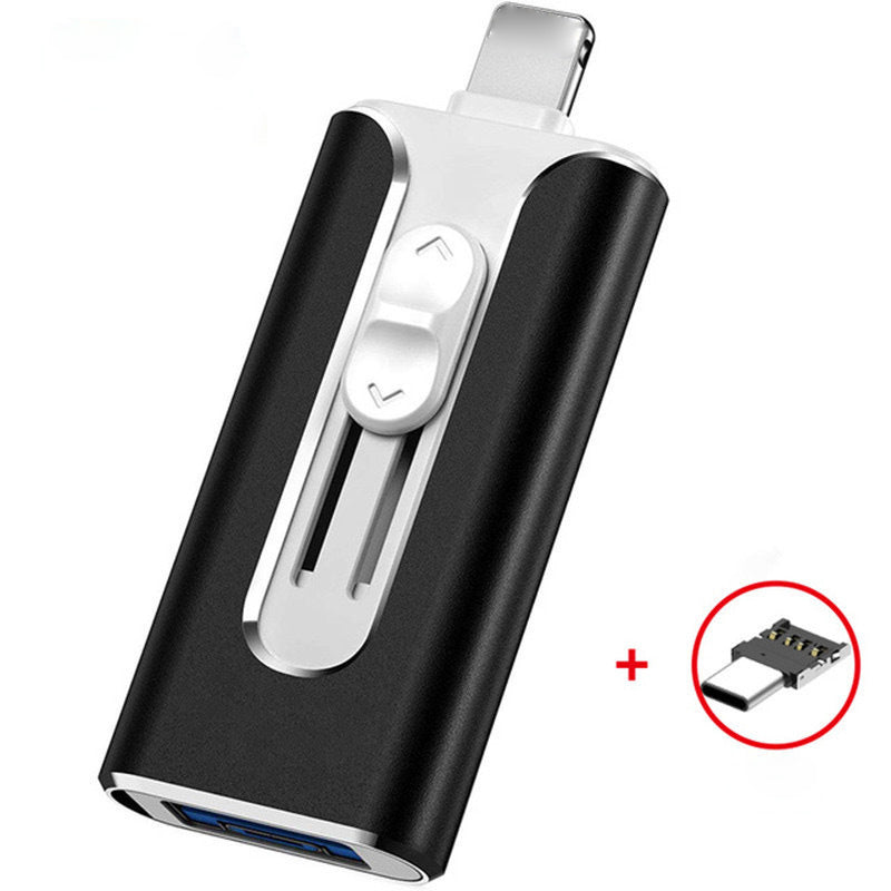 USB stick 4-in-1 with Lightning, USB-A, and USB-C connectors