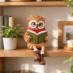 Owl edge-sitter figurine with book, glasses and scarf – 15 cm