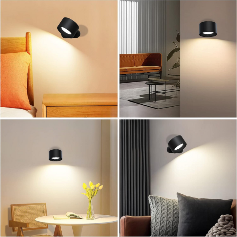 LED wall light with touch control and 360° swivel head