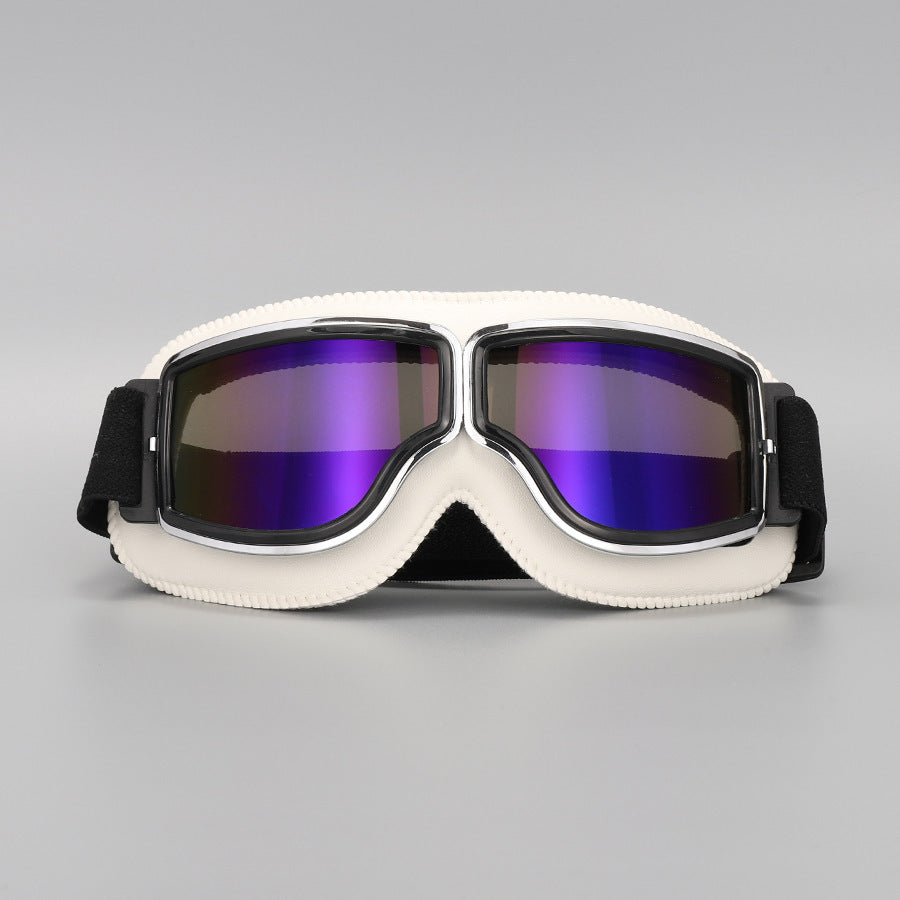 Vintage motorcycle goggles with adjustable elastic band