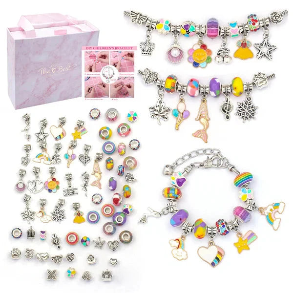 Bracelet Craft Kit with Colorful Beads and Charms