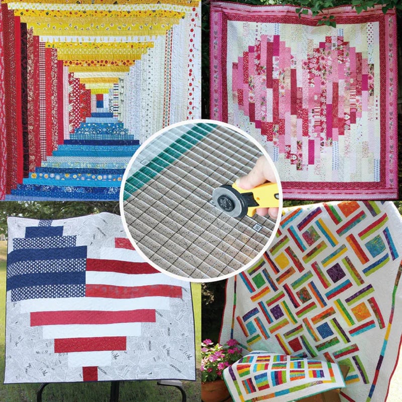Quilt cutting aid with non-slip grip surface cm