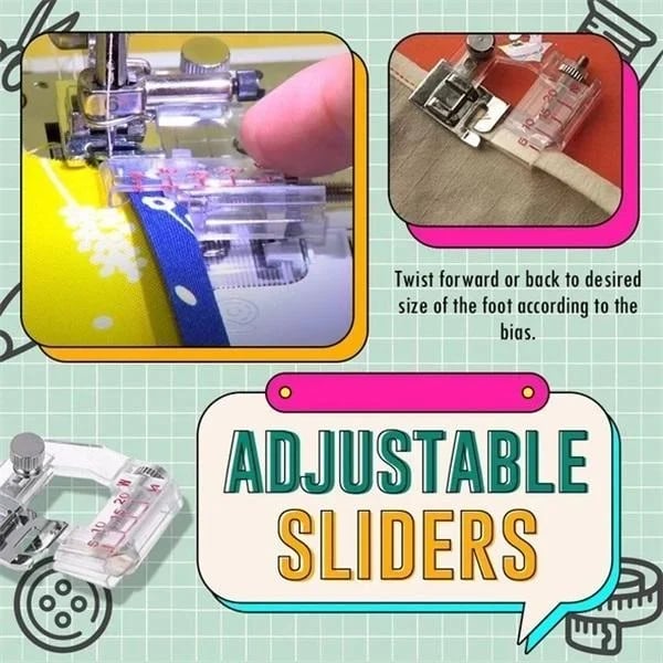 Adjustable Bias Tape Foot for Sewing Machines – Adjustable 5-20 mm