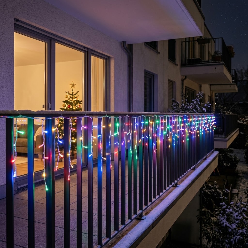 LED Eisregen-Lichterkette 10 m mit 8 Leuchtmodi, IP55