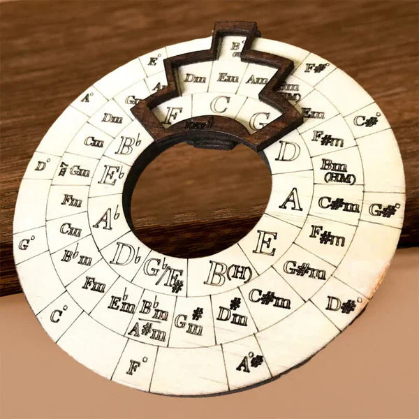 Chord Wheel Wood for Music Theory and Melodies