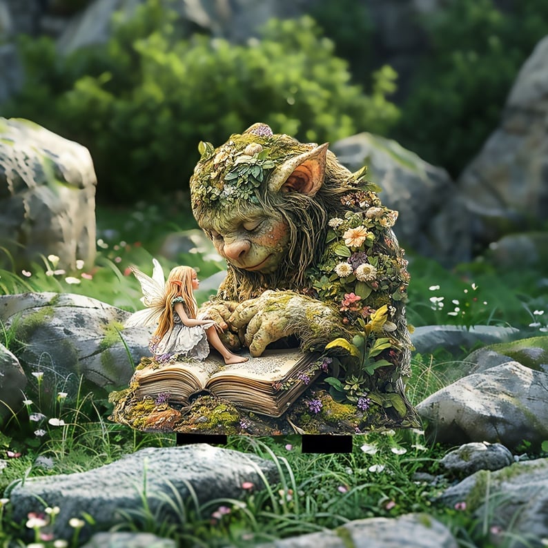 Garden Stake Forest Spirit with Natural Motif made of Acrylic