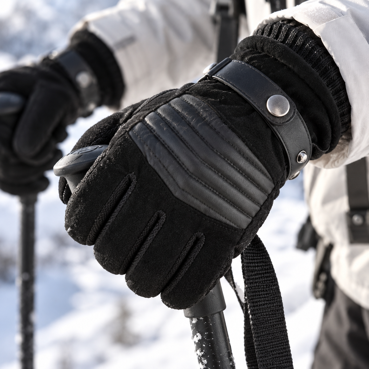 Winterhandschuhe Touchscreen mit Fellbesatz