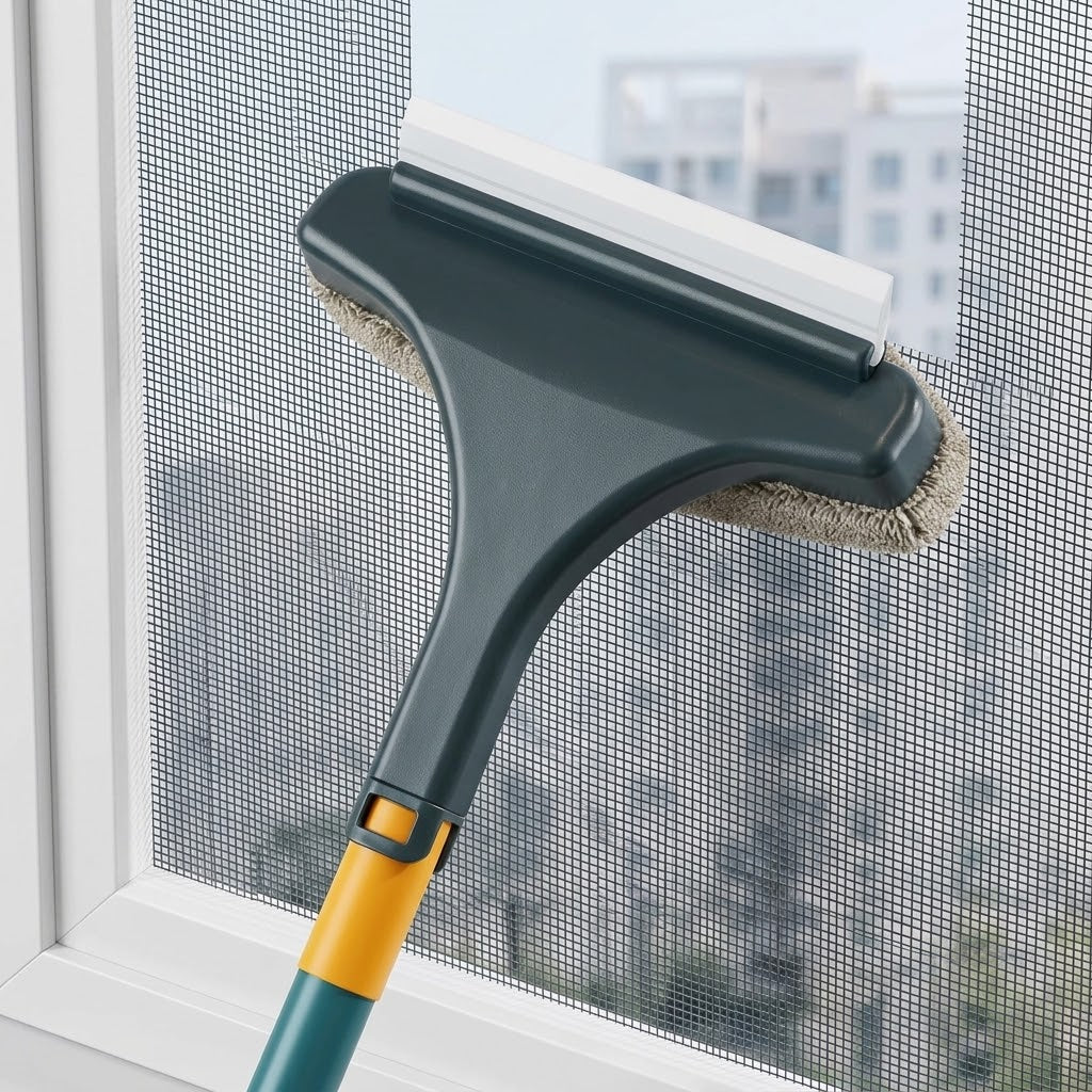 Fensterreinigungsbürste 2-in-1 mit Gummiabzieher
