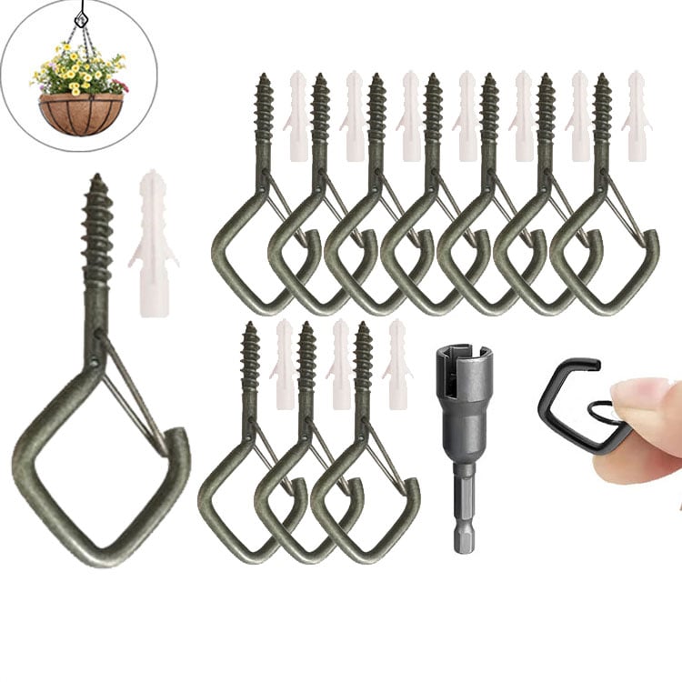 Stainless steel hook set with safety lock for string lights