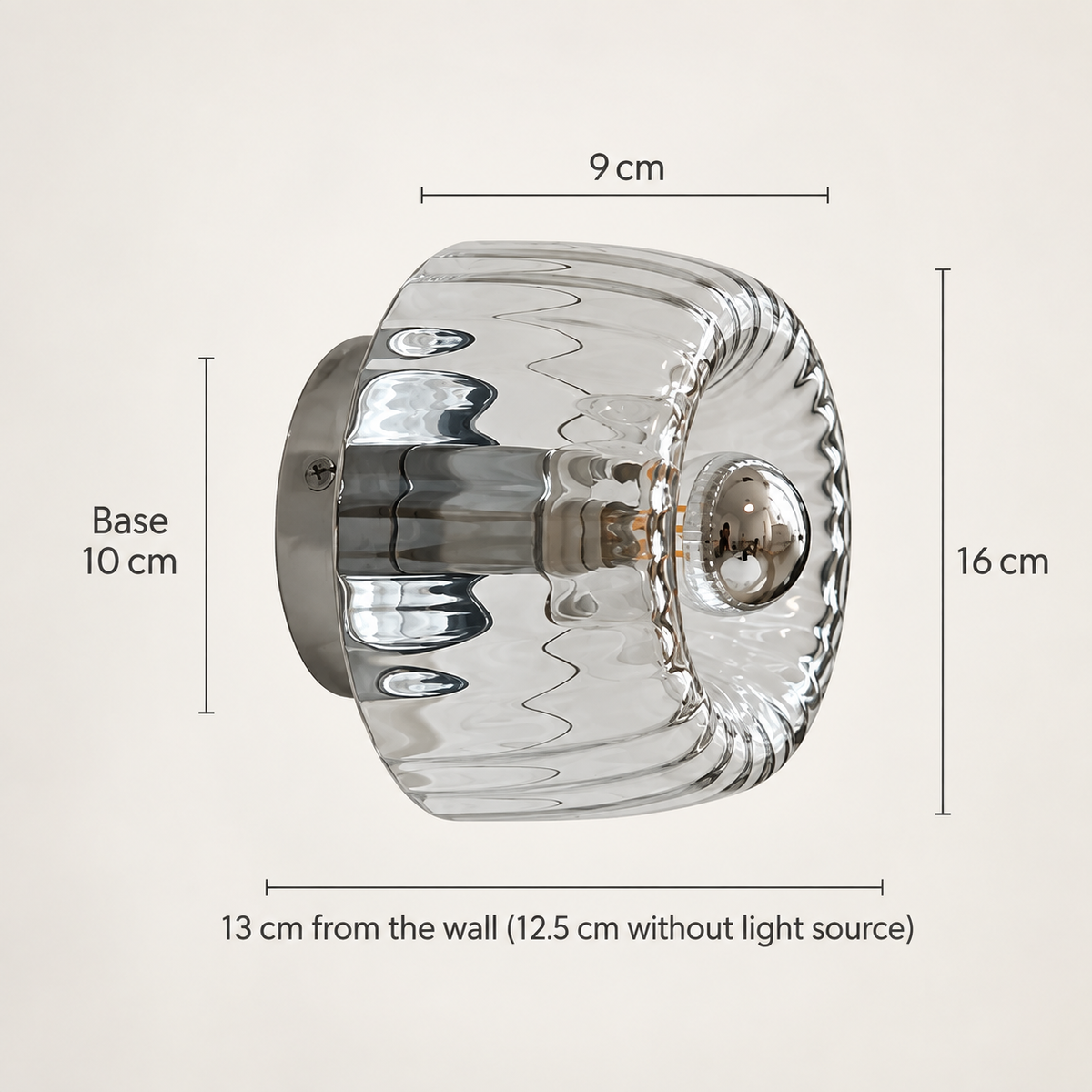 Wandlampe Glas Bauhaus-Stil mit Sunburst-Lichteffekt
