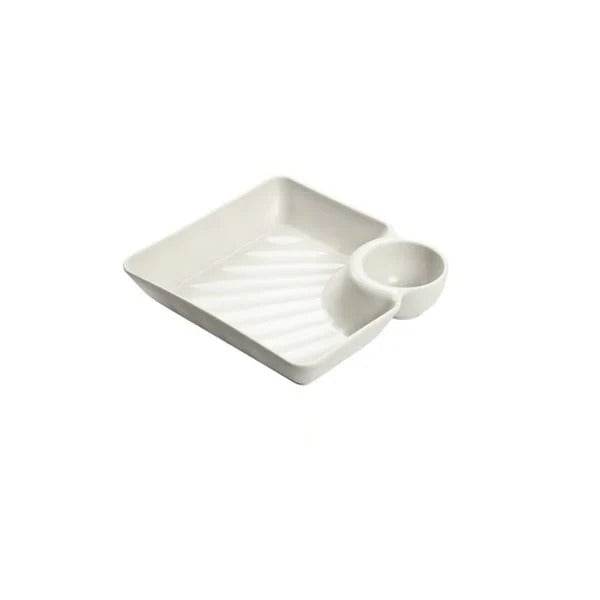 Servierteller mit Saucen-Fach