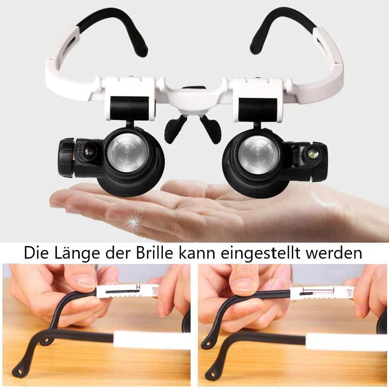 LED-Lupenbrille mit 6 Vergrößerungen – Austauschbare Linsen