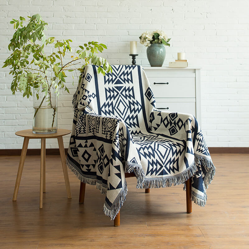 Überwurf Bohemian mit Quasten – Wendbares Design aus Baumwolle