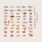 Wooden fishing game with magnetic fishing rod – 35 fish, motor skills development