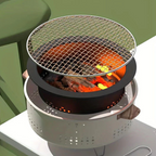 Portable charcoal grill with ventilated body & wooden handles