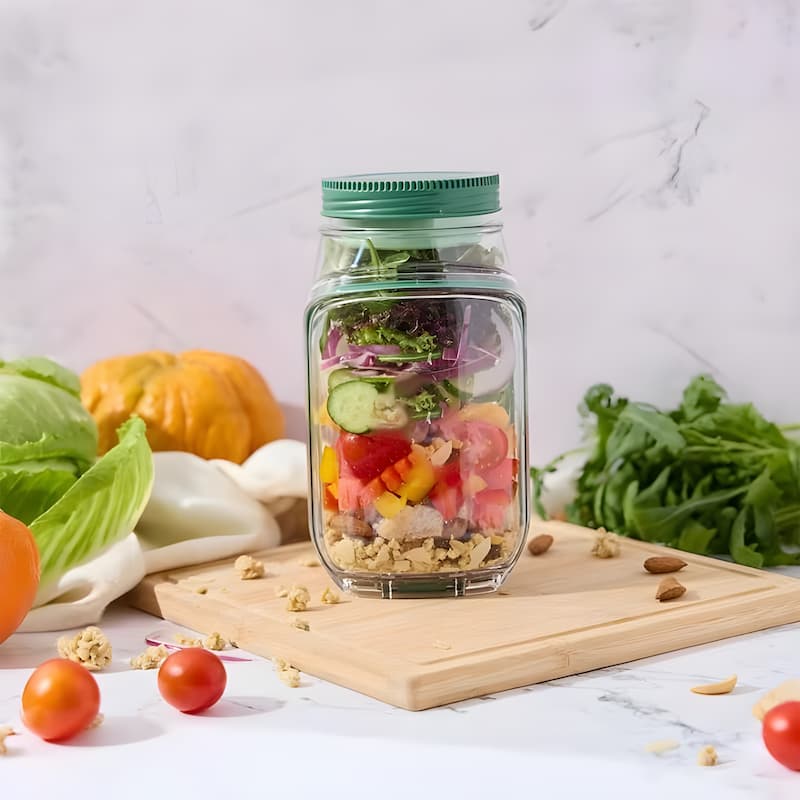 Glas-Salatbehälter mit Deckel – Frische Zutaten, kein matschiger Salat