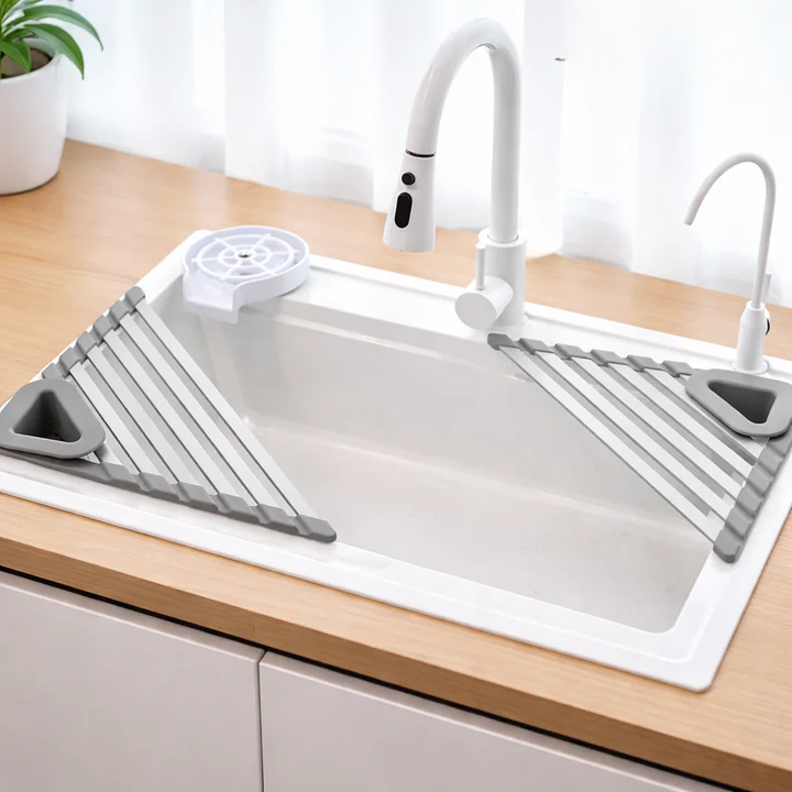 Triangular Corner Kitchen Organizer – Drains Directly into the Sink