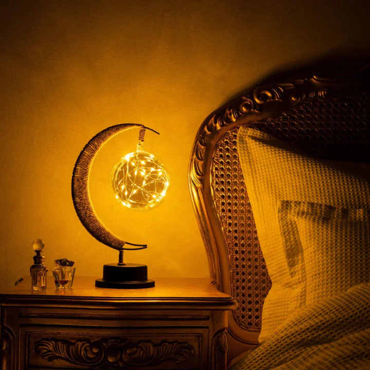 Mondlampe mit Farbwechsel und Holzständer