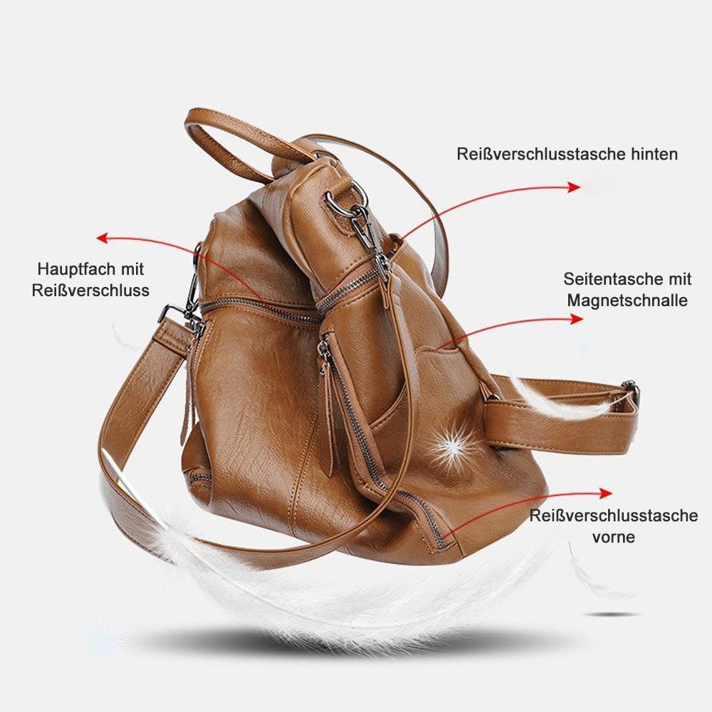 Lederrucksack mit großer Kapazität und Frontverschluss