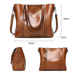 Leather handbag with large capacity and adjustable shoulder strap