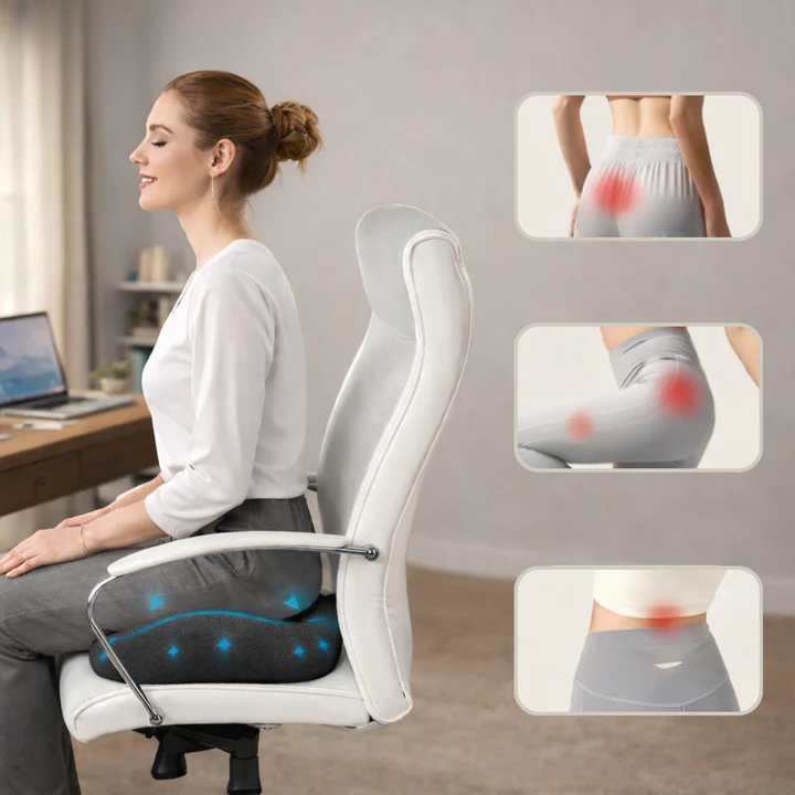 Ergonomic memory foam seat cushion with non-slip bottom