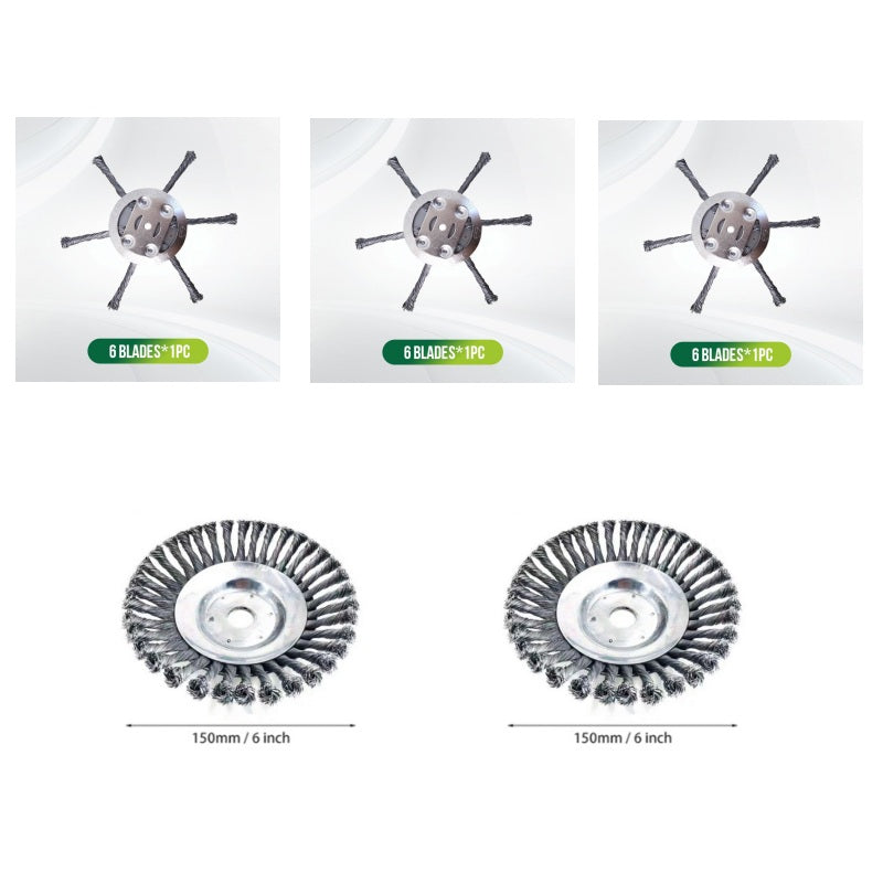 Brush cutter replacement head with metal blades