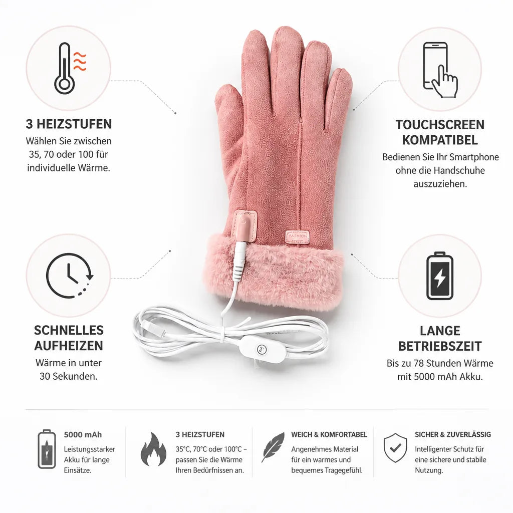 Beheizbare Handschuhe mit Touchscreen-Finger und Akku