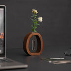 Wall vase wood with glass tube – plant cultivation and decoration