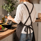 Canvas work apron with cross straps and multiple pockets