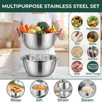 Stainless Steel Bowl Set with Grater and Sieve – 3 in 1