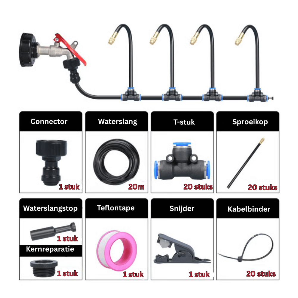 Automatic irrigation system with 360° spray nozzles