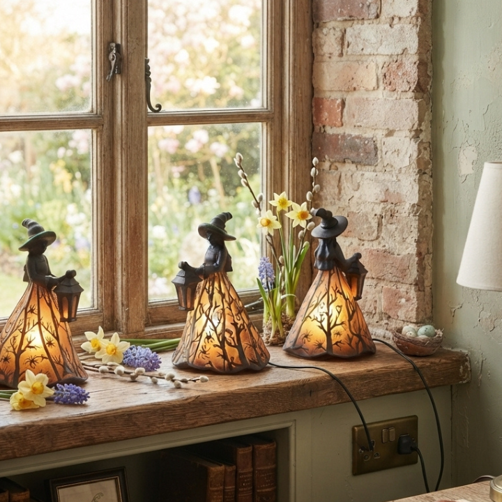 Hexenlampe Deko mit Laterne – Warmes Licht für Herbstabende