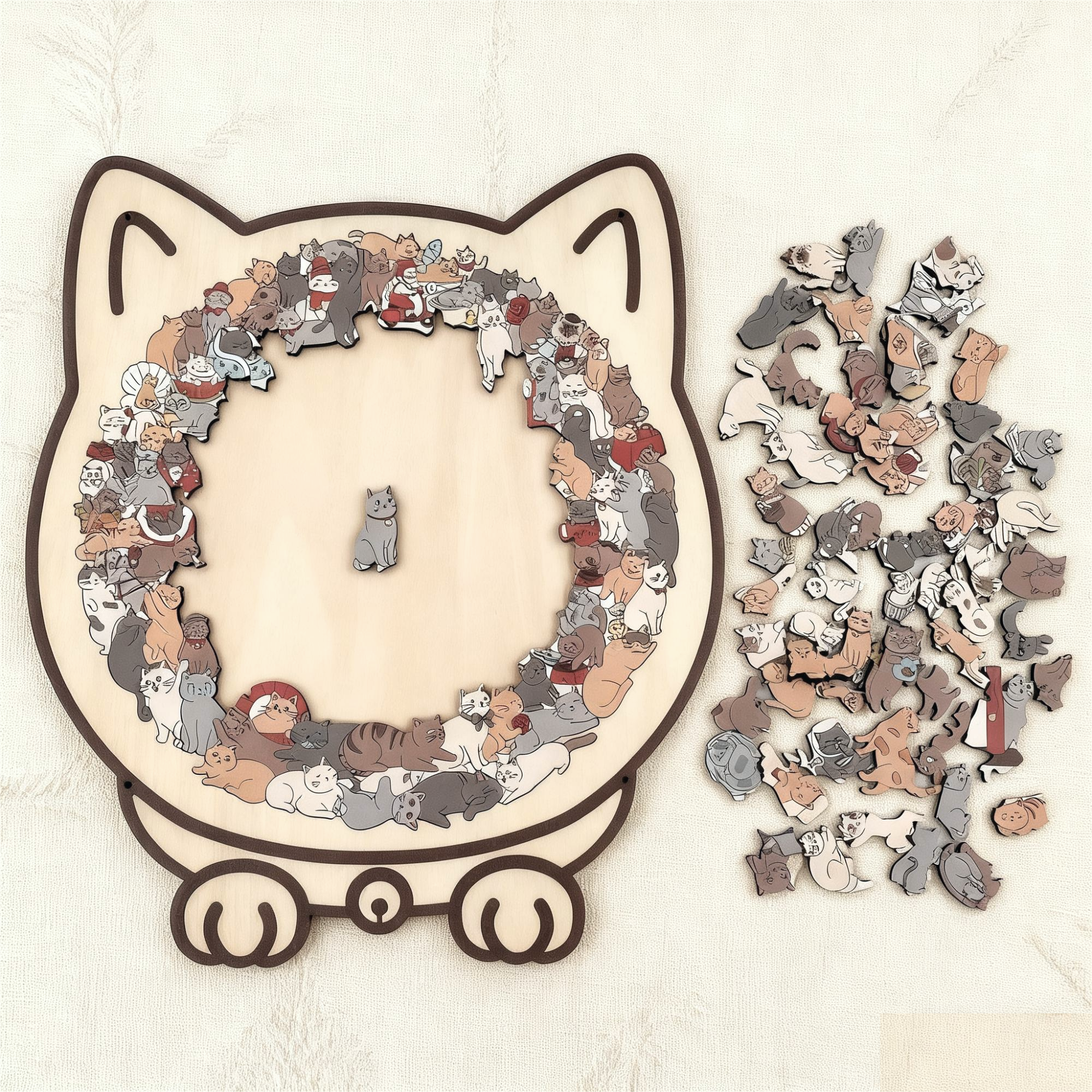 Holzpuzzle Katze – 135 Teile in verschiedenen Farben