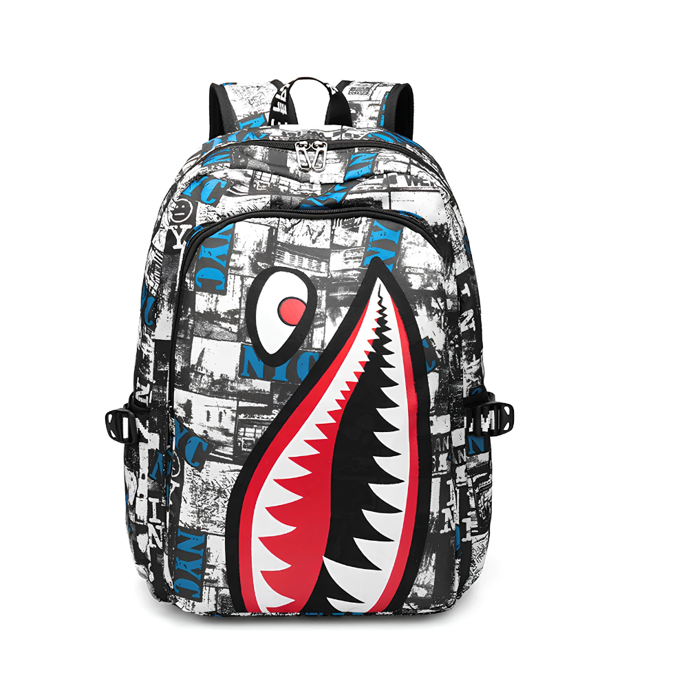 Kinder-Rucksack Hai-Motiv mit USB-Anschluss