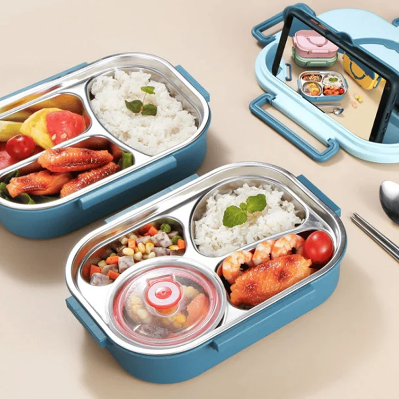 Lunchbox Edelstahl mit 3 oder 4 Fächern