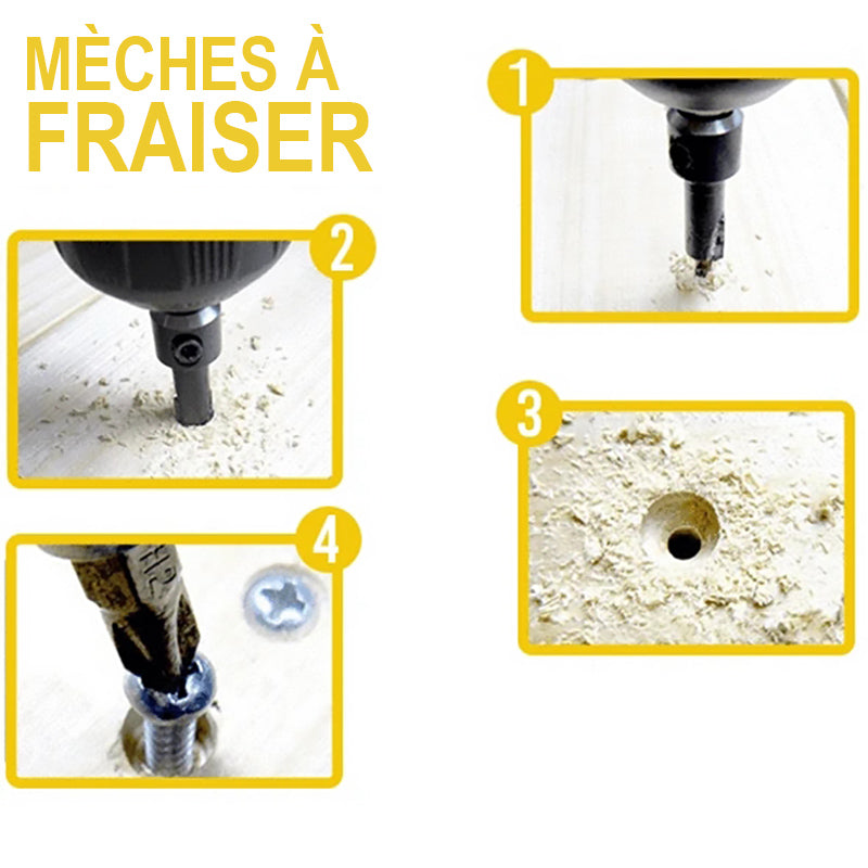 Holzbohrer-Set 5-teilig mit Senker und Inbusschlüssel