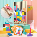 Wooden Tetris puzzle – Colorful building game from 5 years