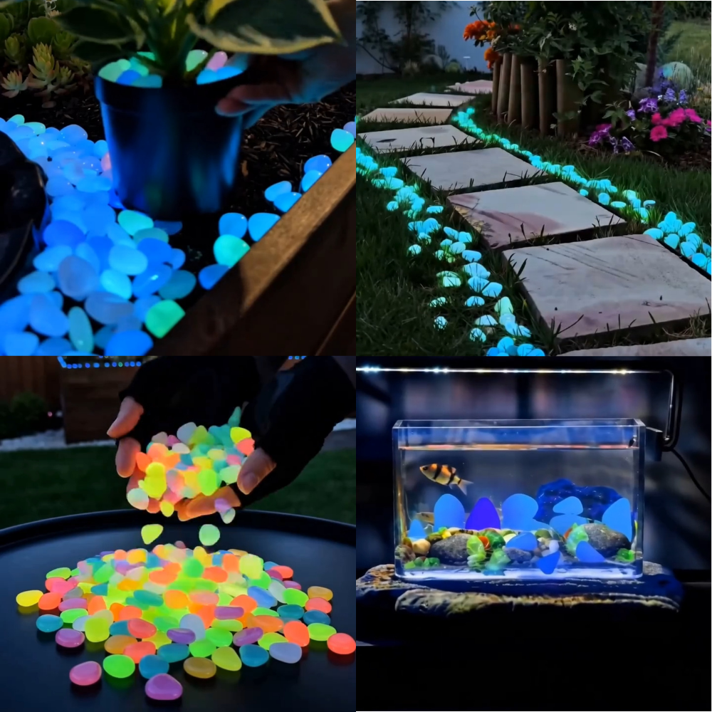 Leuchtende Kieselsteine für Garten und Aquarium