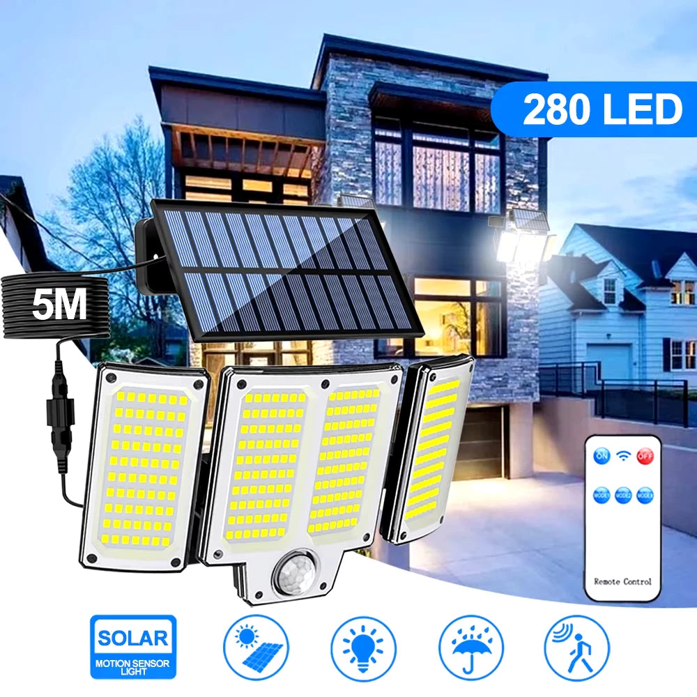 Solar-Wandlampe mit Bewegungssensor – 106/144/280 LEDs