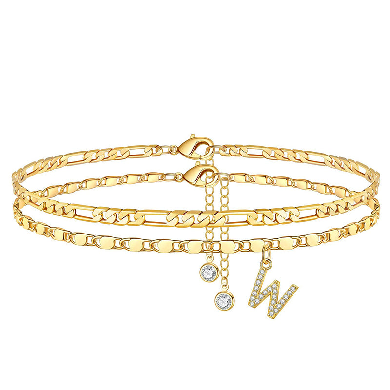 Fußkette Layered-Design mit Strass-Steinen