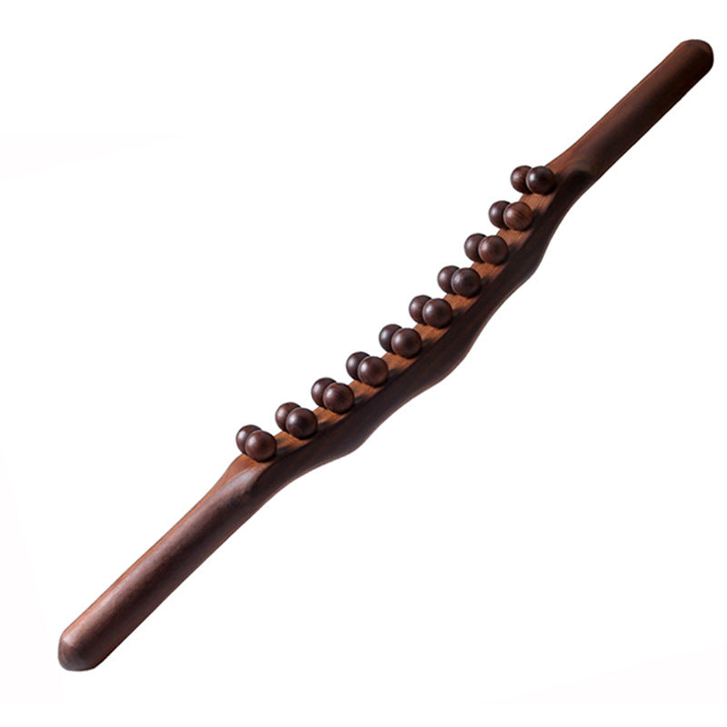 Massagestab Holz mit 5 Kugeln – Lymphdrainage und Entspannung