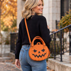 Handtasche Kürbis-Motiv Kunstleder Halloween