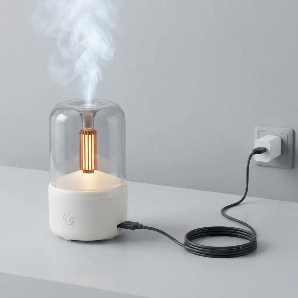 Aroma-Diffuser mit Kerzenlicht-Effekt und Luftbefeuchter